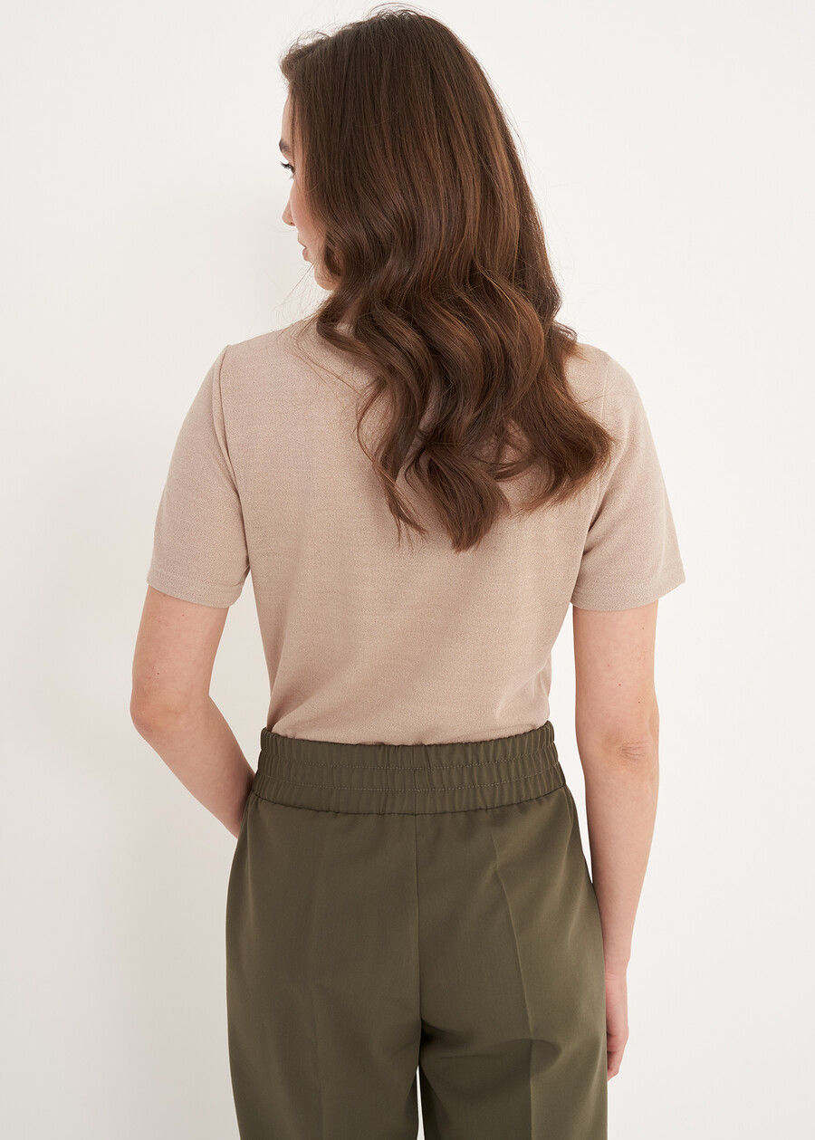 T-shirt Sierra Con Dettaglio Chiffon BEIGE SABBIANERO BLACK Donna , immagine n. 3