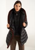 Portos long padded coat with belt NERO BLACKGRIGIO PERLA Woman image number 3