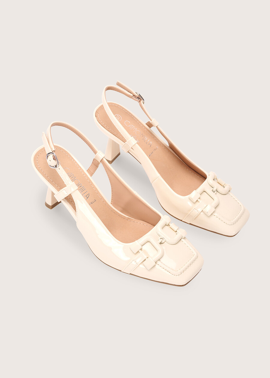 Siana patent eco-leather sandal BEIGE LATTE Woman , image number 2