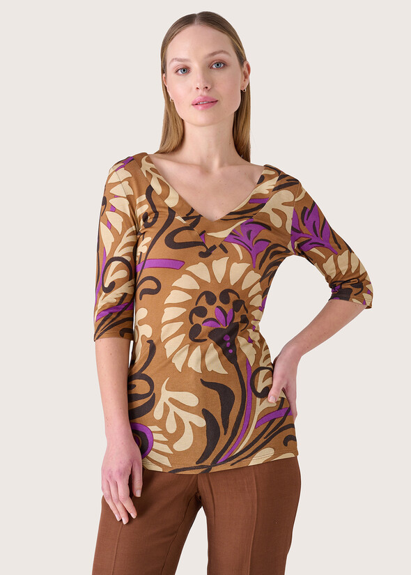 Asia 100% viscose t-shirt MARRONE CACAO Woman null