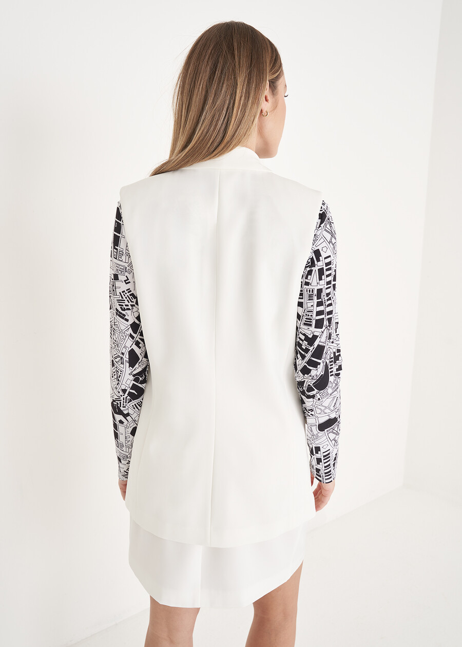 Gilet Gile Monopetto Con Tasche BIANCO WHITENERO BLACK Donna , immagine n. 3