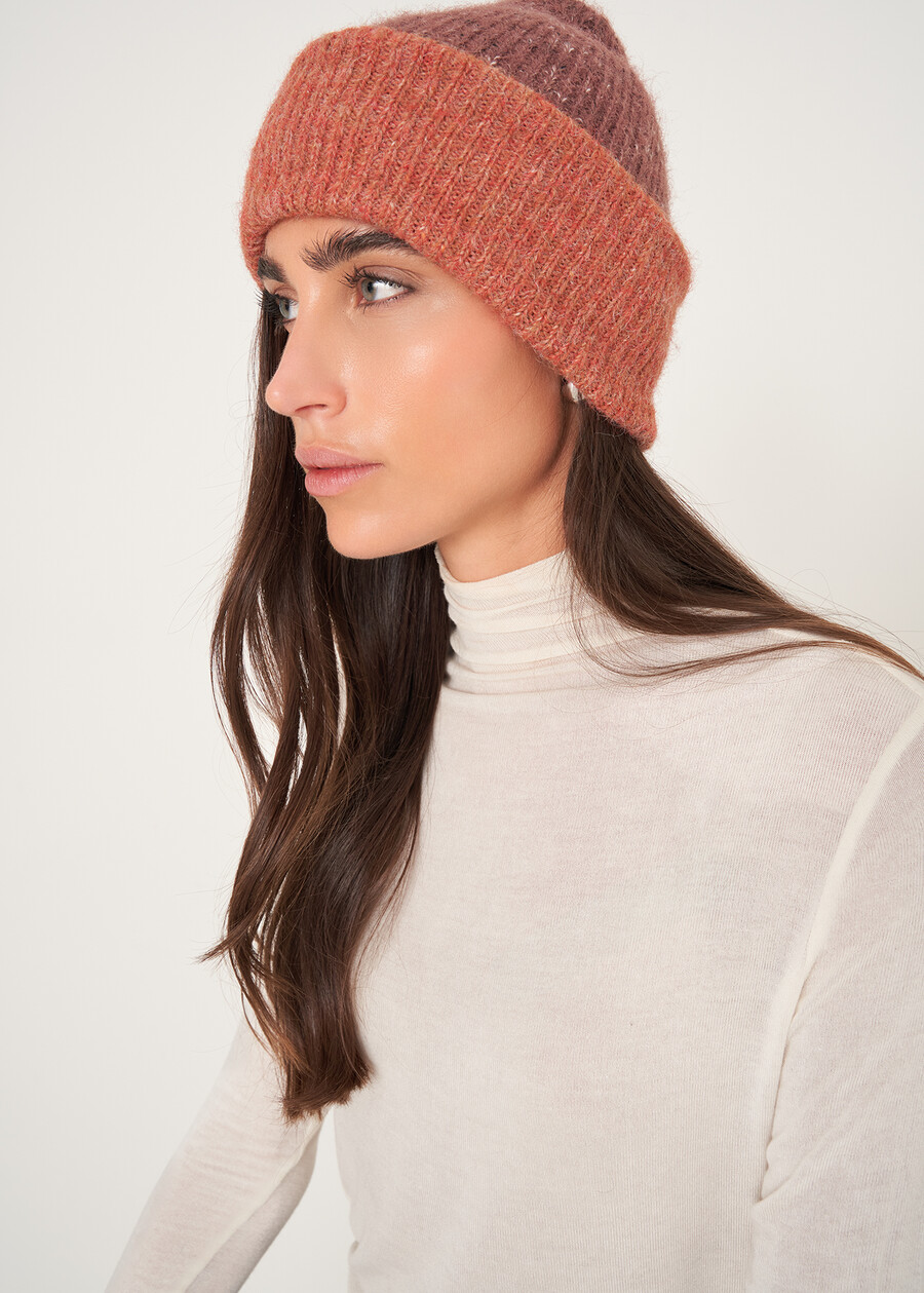 Cuffia Camy con risvolto a contrasto VIOLA PURPLEGRIGIO CENERE Donna , immagine n. 1