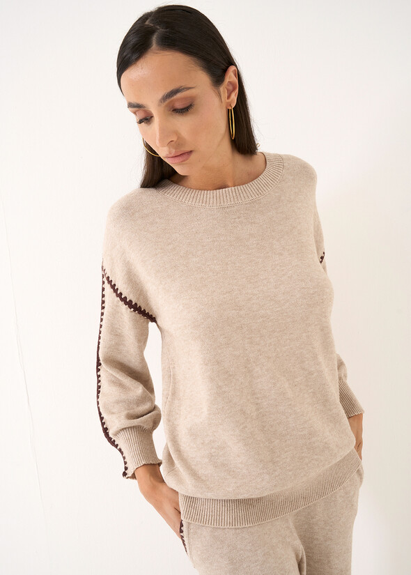 Mirella two-tone knit top GRIGIO TORTORA Woman null