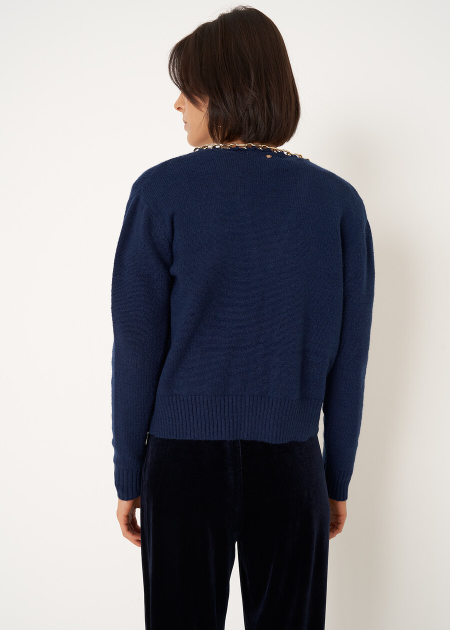Crimea cardigan with gold chain BLU MIDNIGHTVIOLA VINACCIA Woman , image number 3