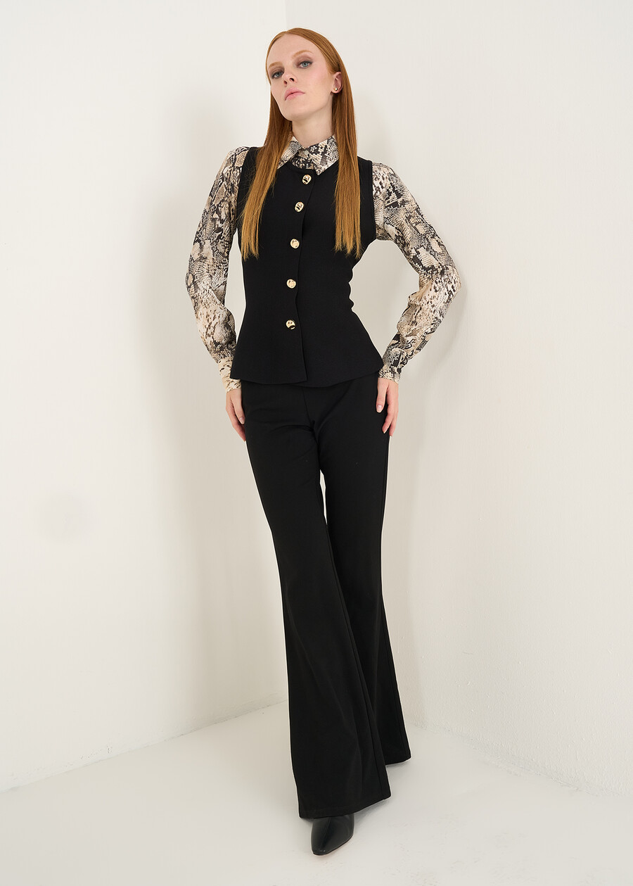 Gilet Gaia in punto Firenze con bottoni NERO Donna , immagine n. 4