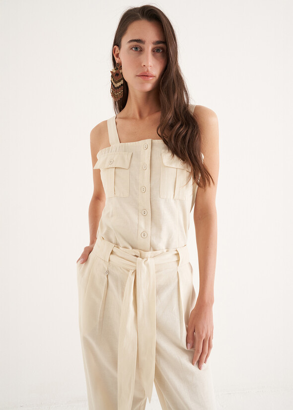 Top Tay in viscosa e lino
 BIANCO BURRO Donna null