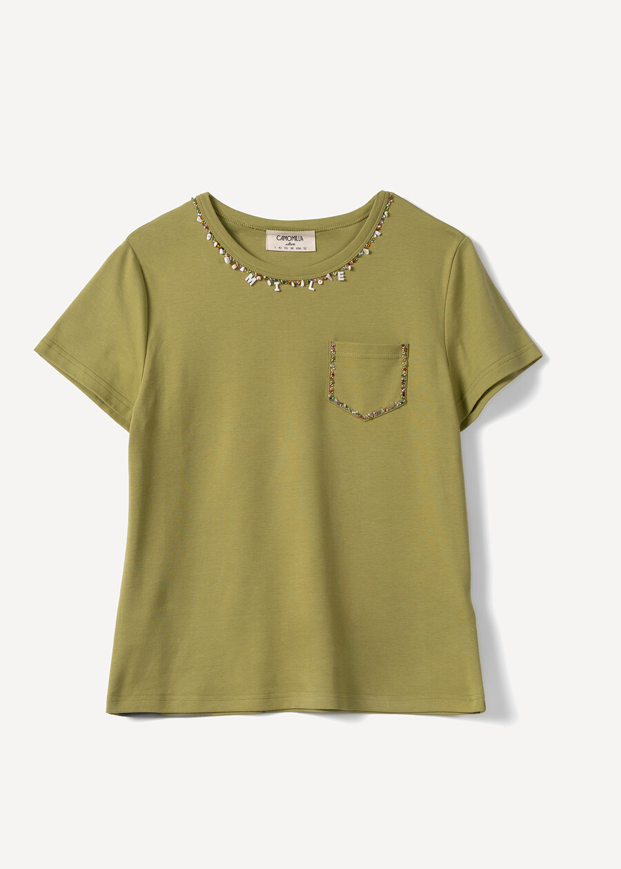 Samuela cotton T-shirt with bead detailing VERDE Woman , image number 5