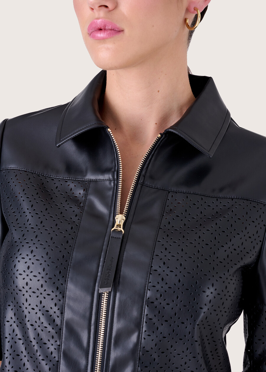 Giubbino corto Griffin in ecopelle NERO Donna , immagine n. 2