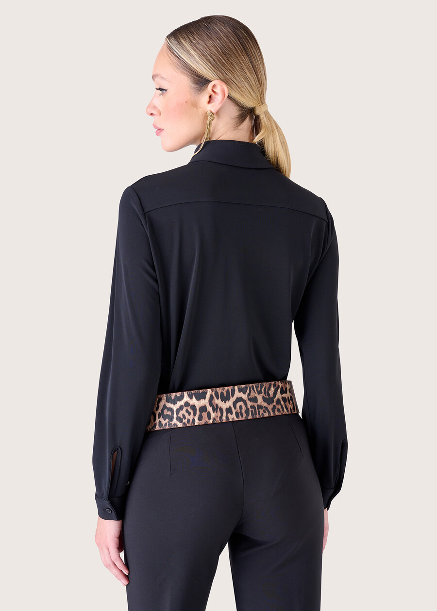 Camicia Alessia in jersey NERO BLACKVIOLA UVABIANCO WHITEMARRONE BRUCIATO Donna , immagine n. 3