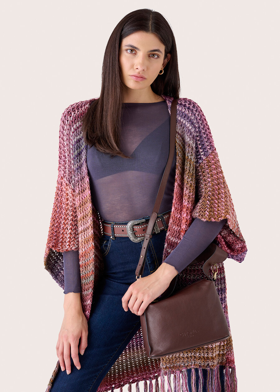 Borsa a sacca Birak 100% vera pelle MARRONE CASTAGNA Donna , immagine n. 2