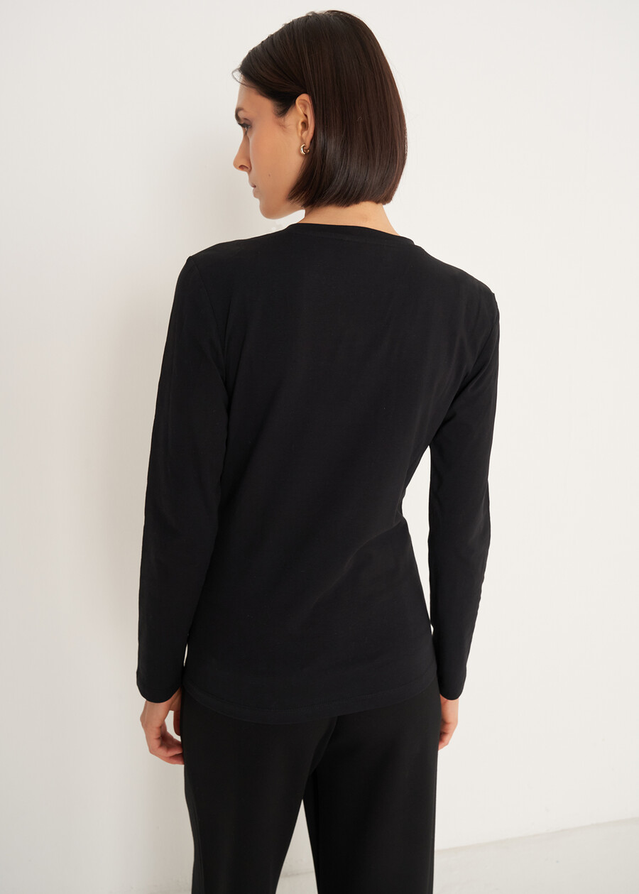 T-shirt Saffye con decorazioni gioiello NERO BLACK Donna , immagine n. 3