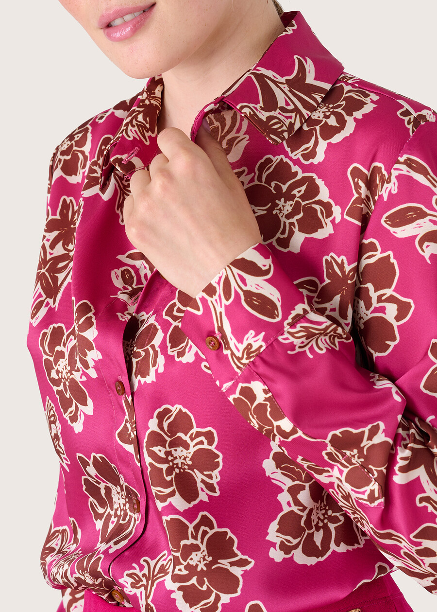 Camicia Alessia in tessuto satin VIOLA BEGONIAVERDE POKER Donna , immagine n. 2