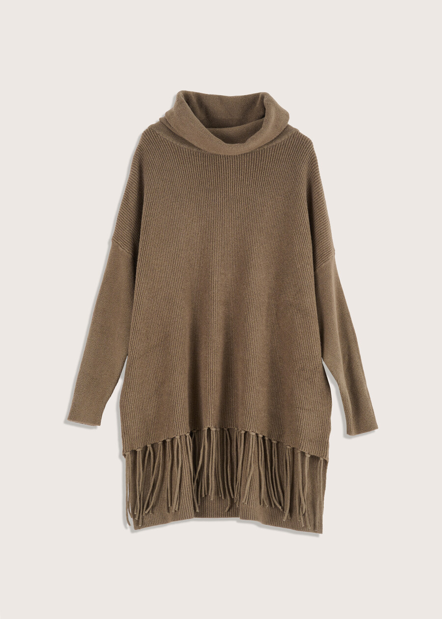 Moira poncho jersey VERDE CARCIOFOBEIGE DESERT Woman , image number 1