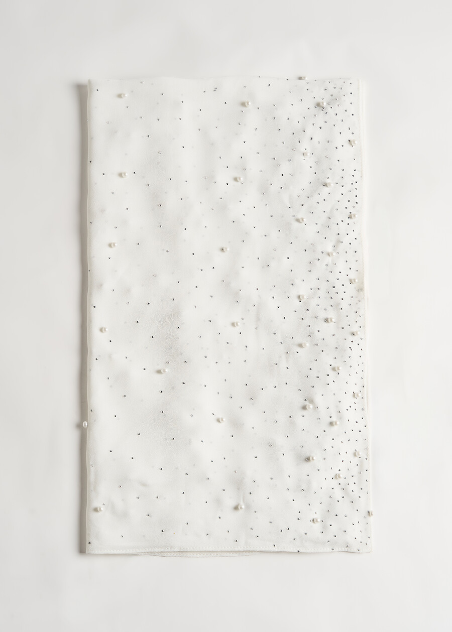 Stephany scarf with micro pearls BIANCO WHITEBLU Woman , image number 1
