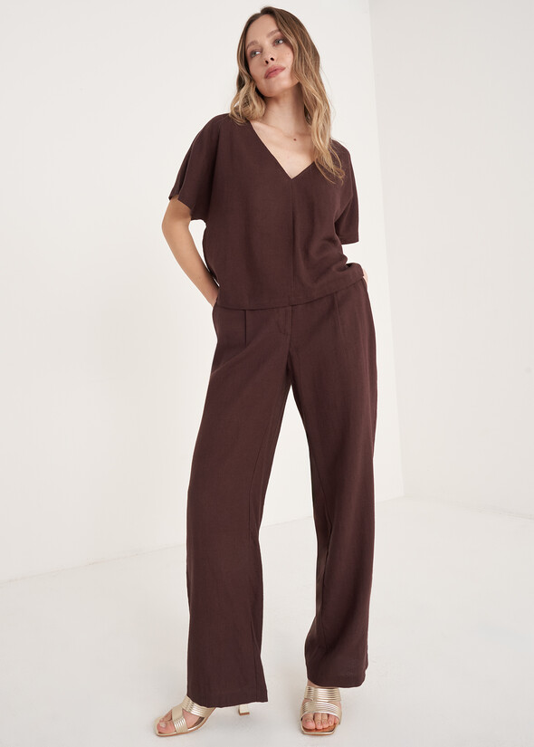 Pantaloni Pencil Vita Alta MARRONE JAVA Donna null
