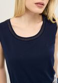 Top Taba con inserto in georgette BIANCO WHITEBLU Donna immagine n. 2