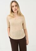T-shirt Skyper in lino con scollo a V BEIGEMARRONEBIANCO WHITE Donna immagine n. 1