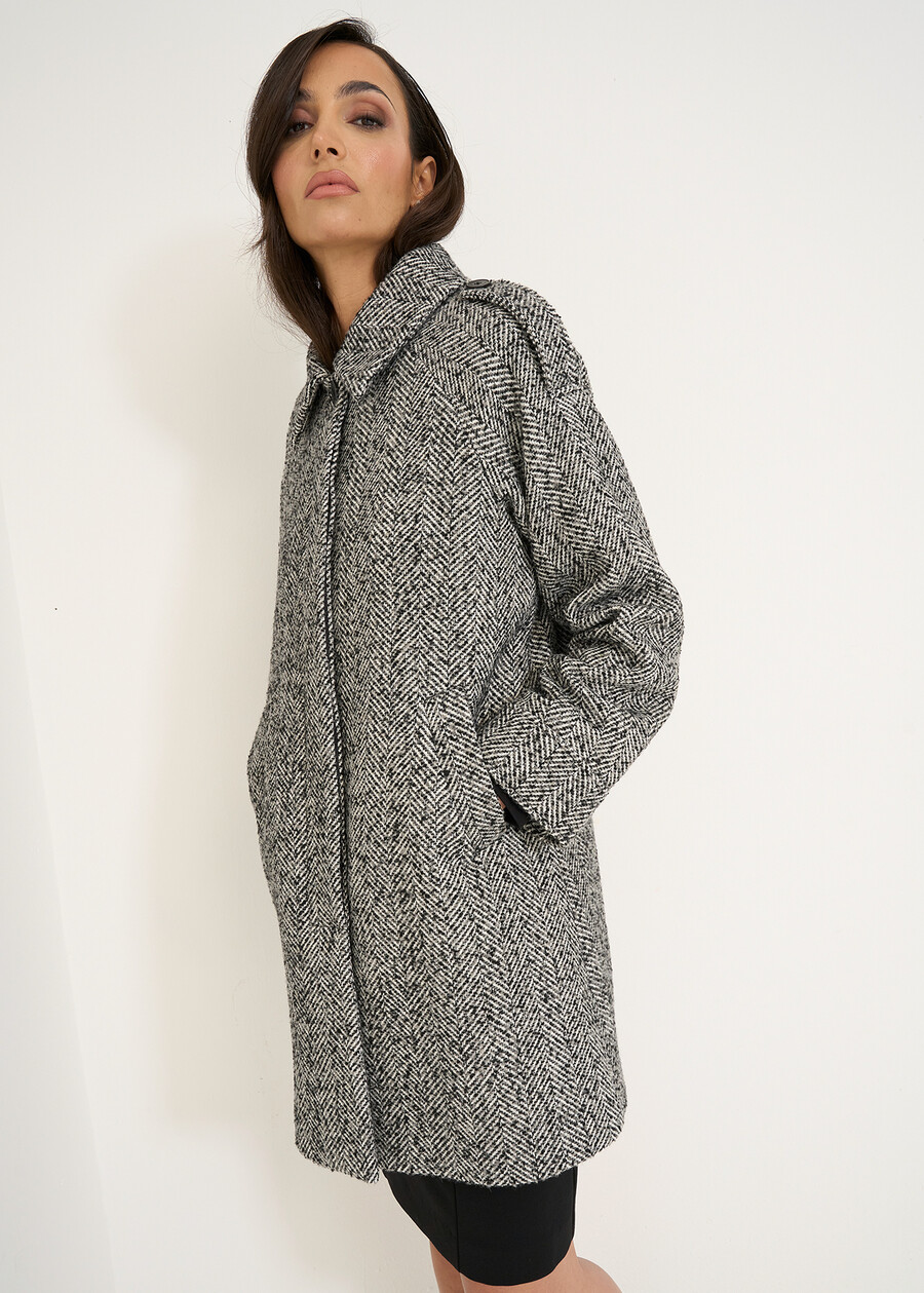 Colby herringbone coat NERO BLACK Woman , image number 2