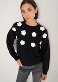Marley sweater with 3D flowers NERO BLACK Woman image number 1