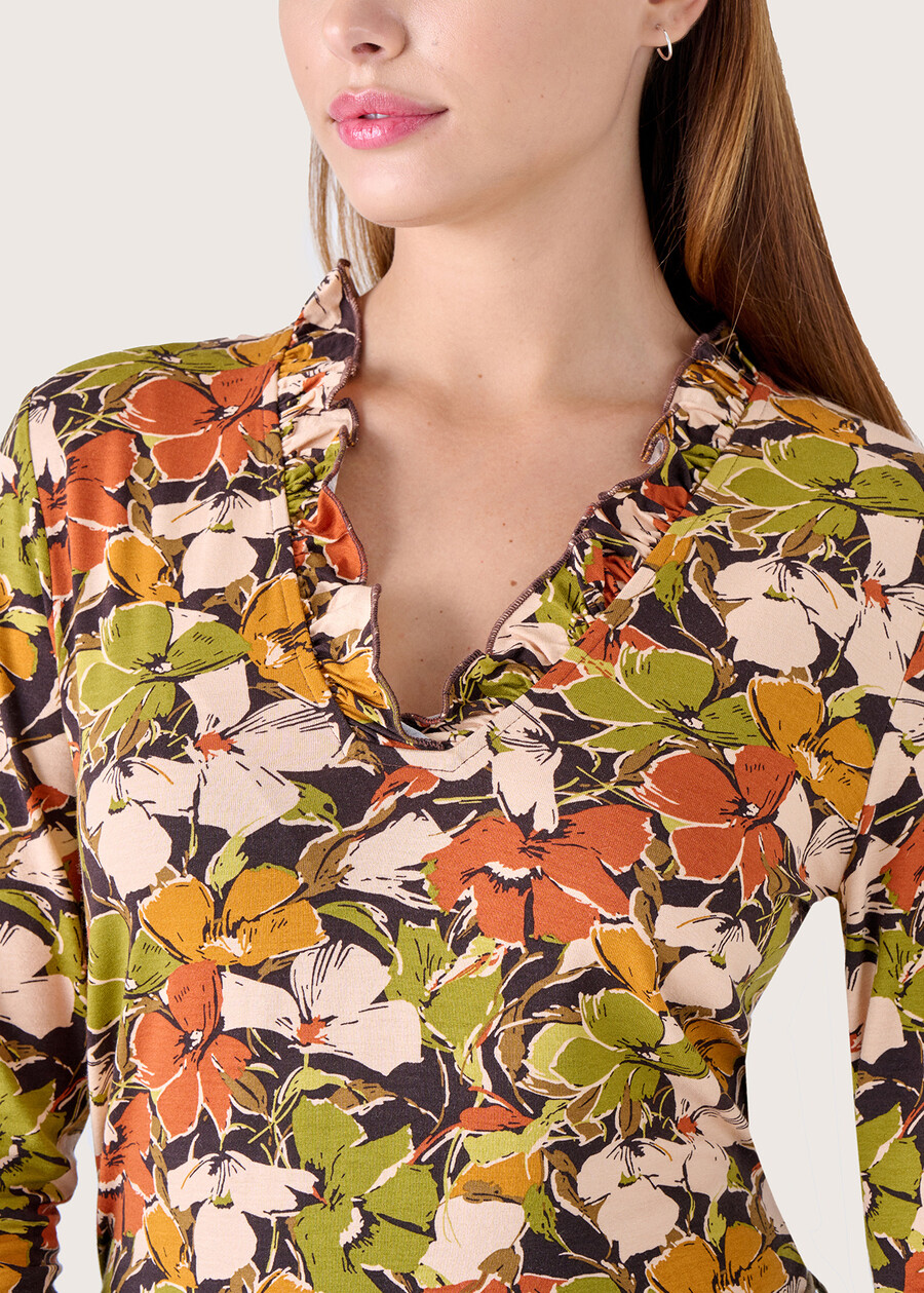 Siria floral pattern jersey MARRONE TIERRA Woman , image number 2