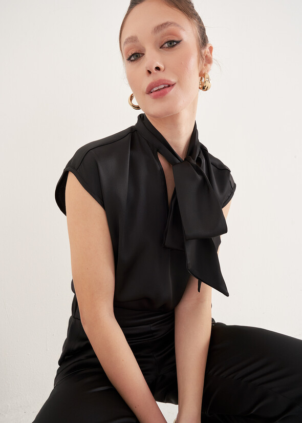 Blusa Cablo In Satin NERO BLACK Donna null
