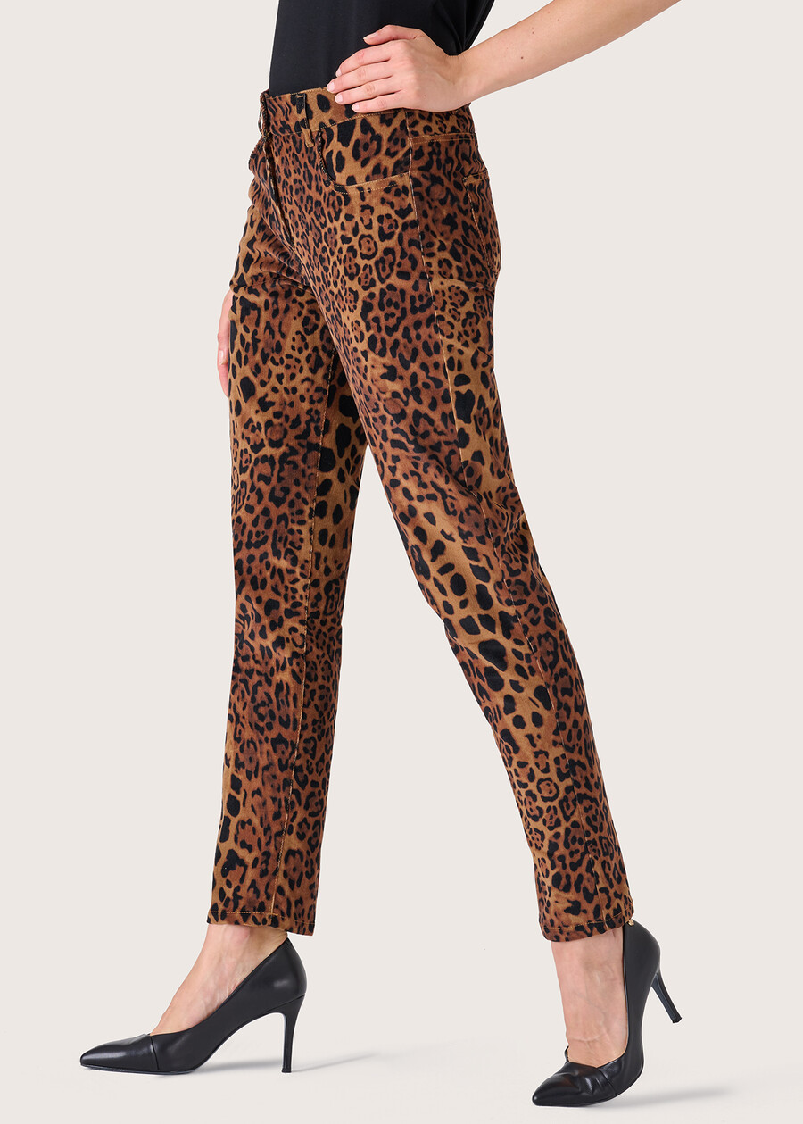 Pantalone Kate in velluto animalier MARRONE CASTAGNA Donna , immagine n. 2