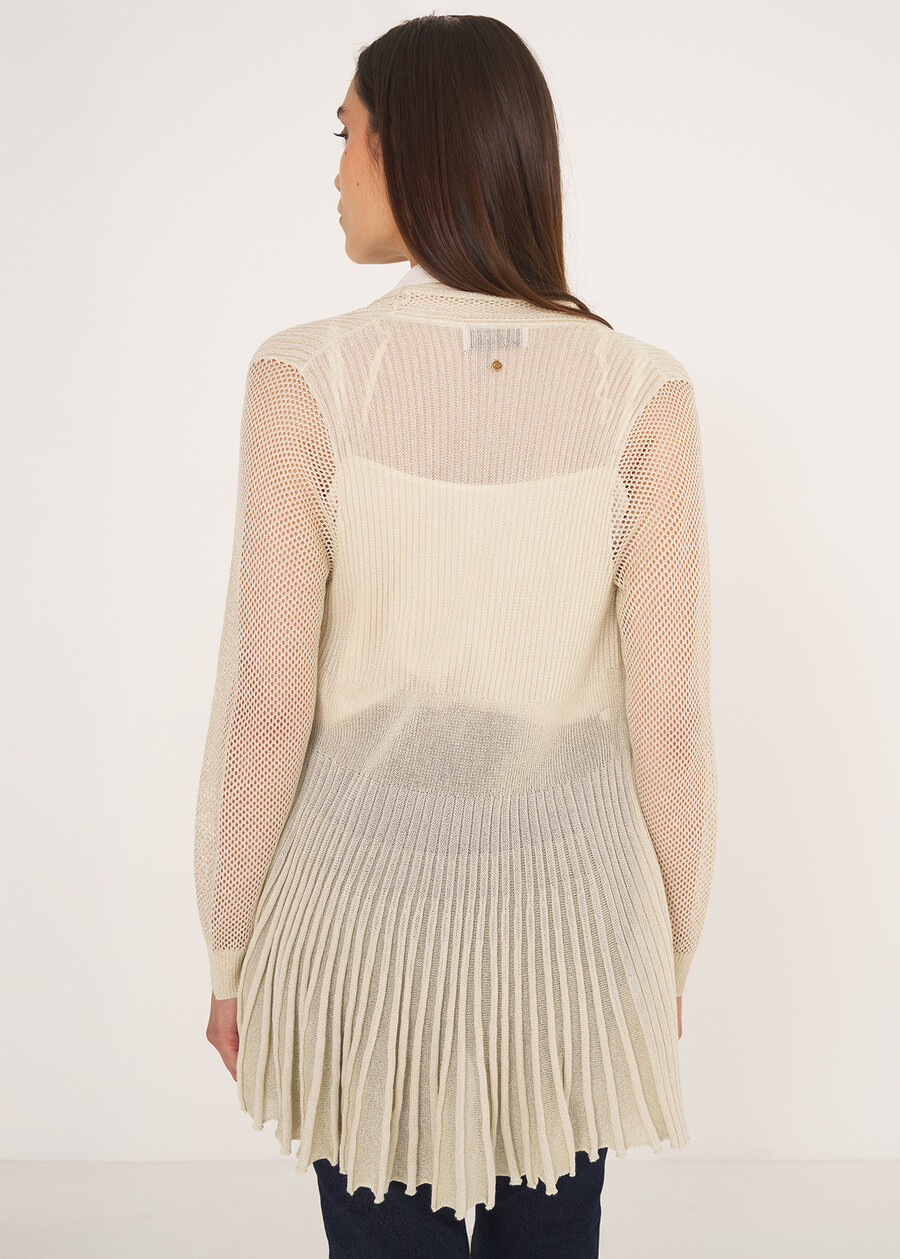 Cardigan Caren in filo con cinta BEIGE LIGHT BEIGENERO BLACK Donna , immagine n. 4
