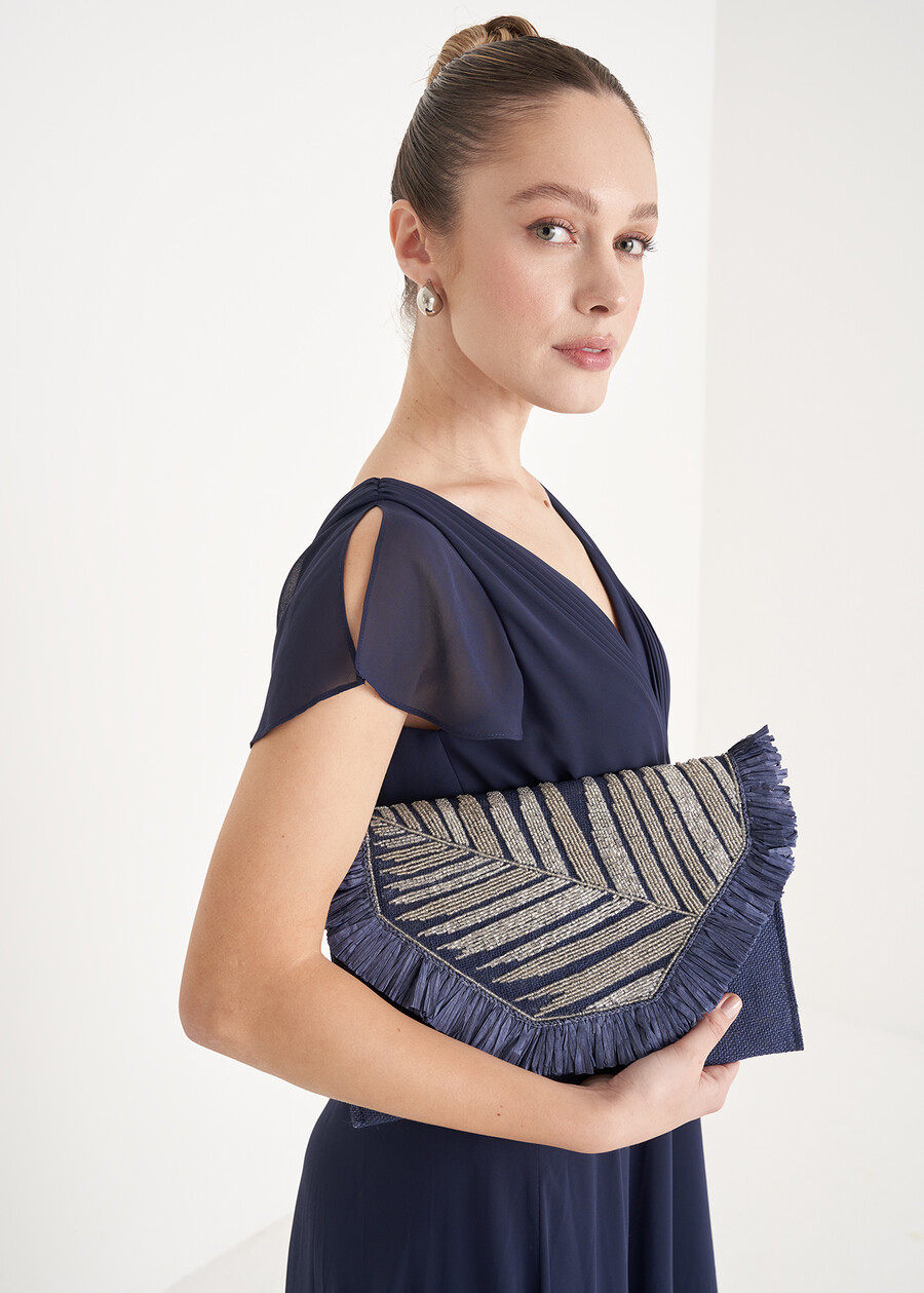Besa Jute Clutch BLU AVION Woman , image number 1