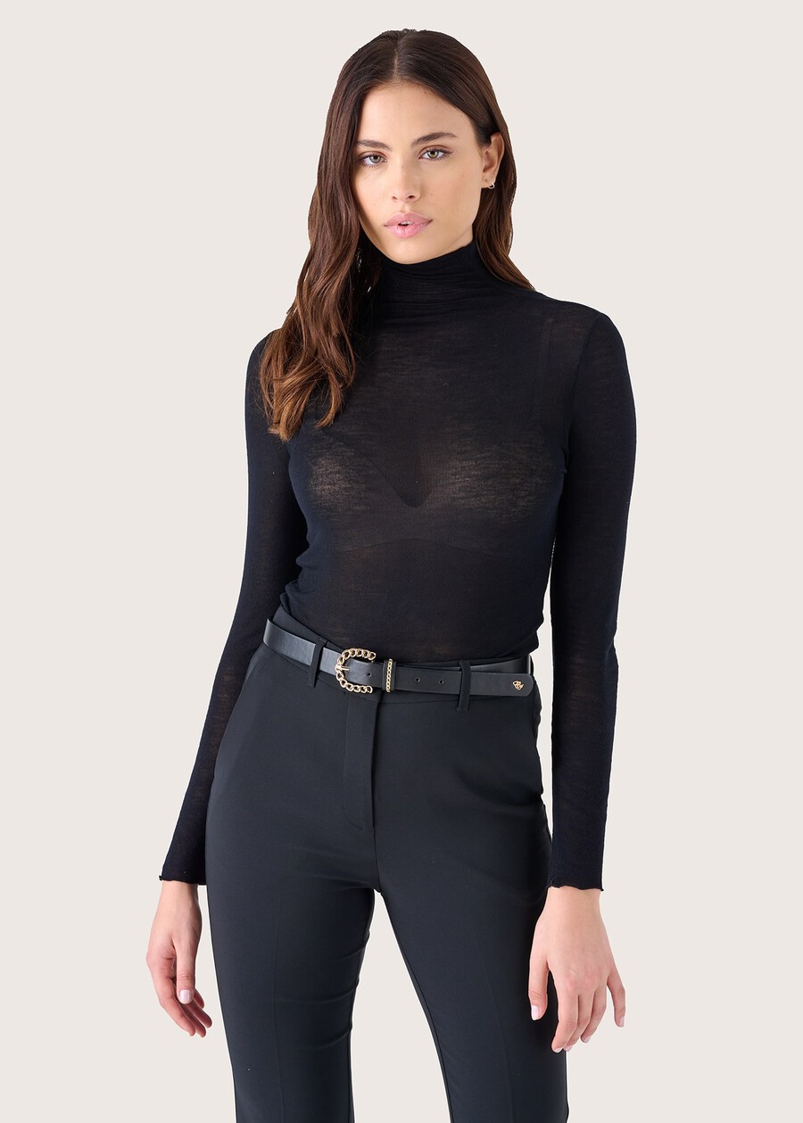 Maglia Stacey in viscosa NERO BLACKBEIGE LATTEBLU LAGUNAVIOLA IRISMARRONE TIERRAVERDE AVOCADO Donna , immagine n. 1