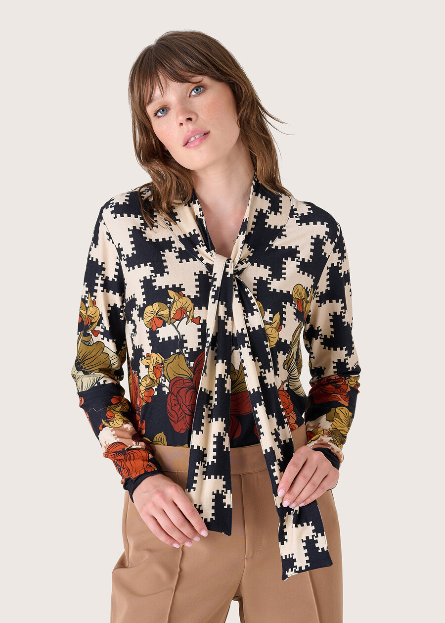 Siria houndstooth jersey BEIGE LANA Woman , image number 1