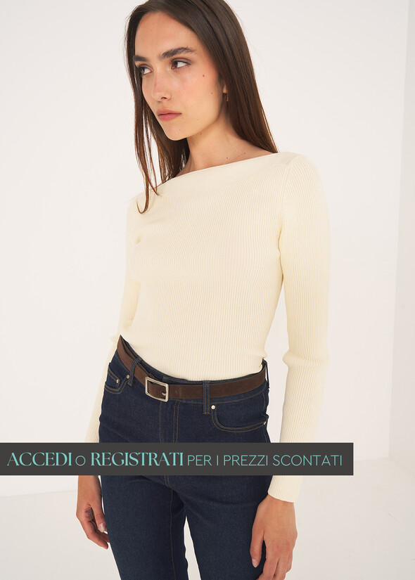 Maglia Meggy a coste BEIGE LATTE Donna null