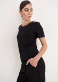 Sierra T-shirt With Chiffon Detail BEIGE SABBIANERO BLACK Woman image number 1