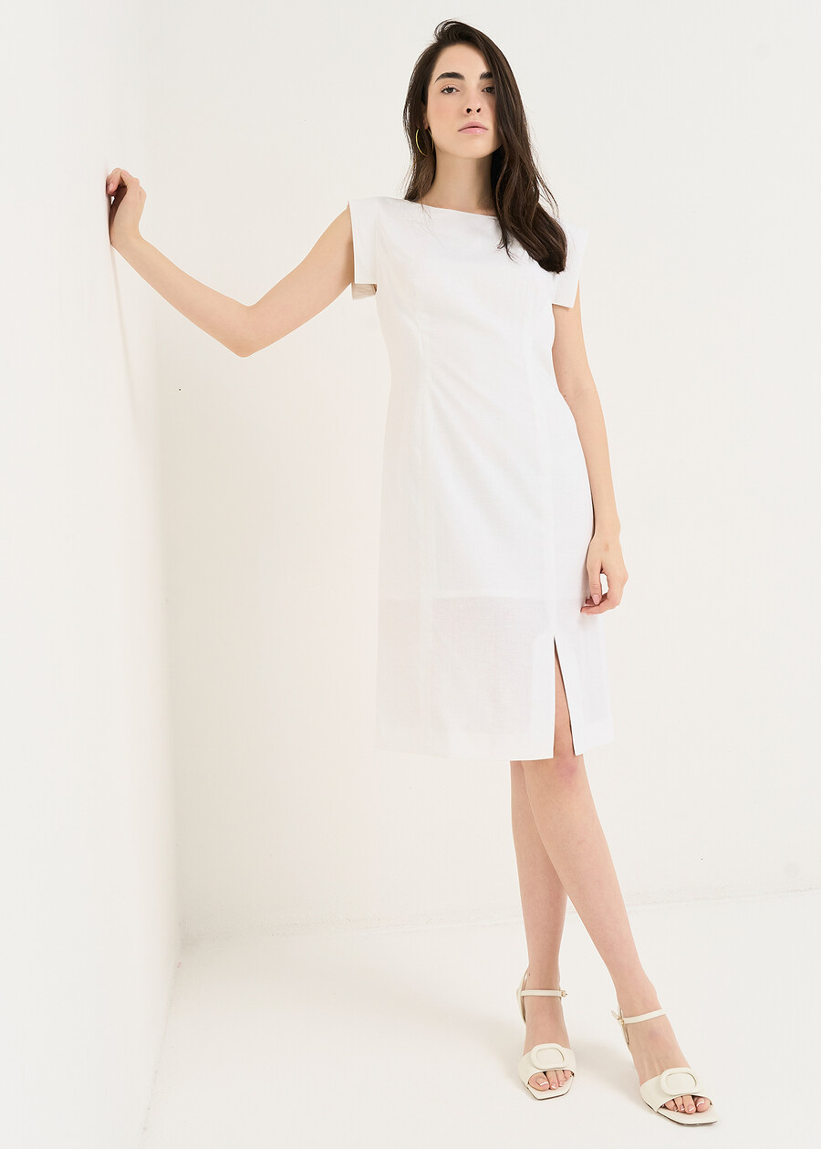 Abito Afef a tubino in misto lino ROSABIANCO WHITE Donna , immagine n. 2