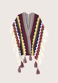 Malala cape with ethnic pattern BEIGE GESSO Woman image number 5