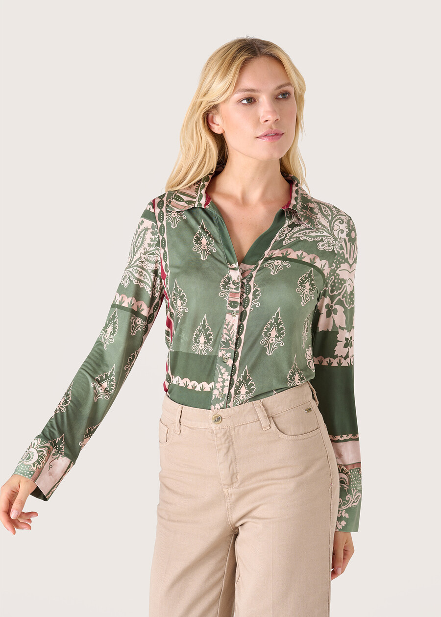 Clizia patchwork shirt VERDE MUSCHIO Woman , image number 1