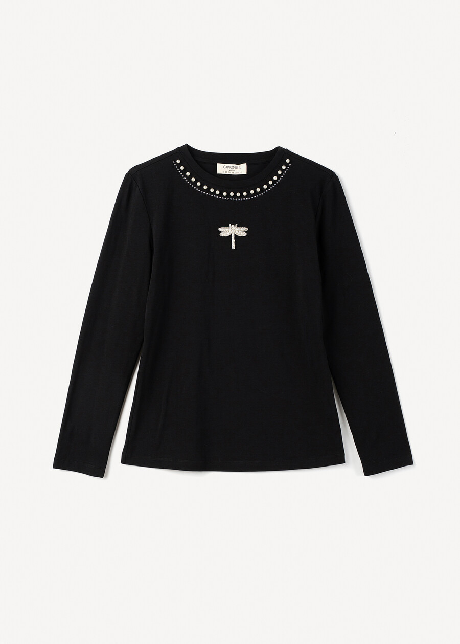 T-shirt Saffye con decorazioni gioiello NERO BLACK Donna , immagine n. 5