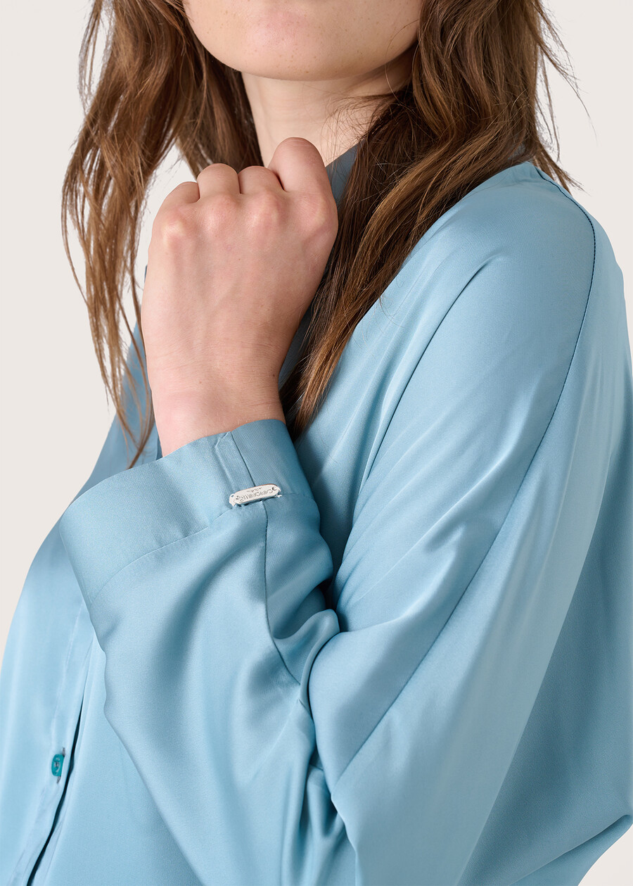 Carolina satin shirt BLUE CIELO Woman , image number 2