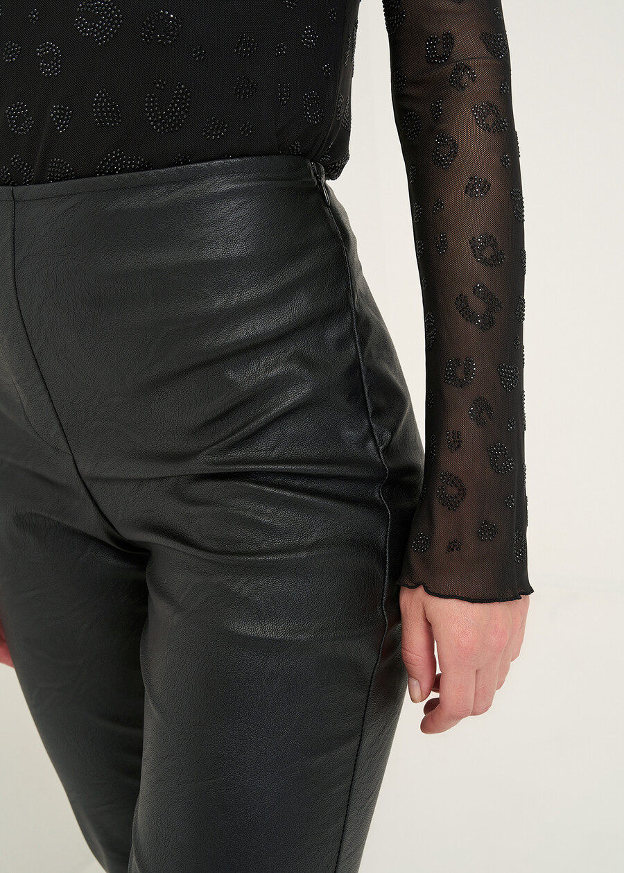 Pantalone Paki effetto ecopelle NERO Donna , immagine n. 4