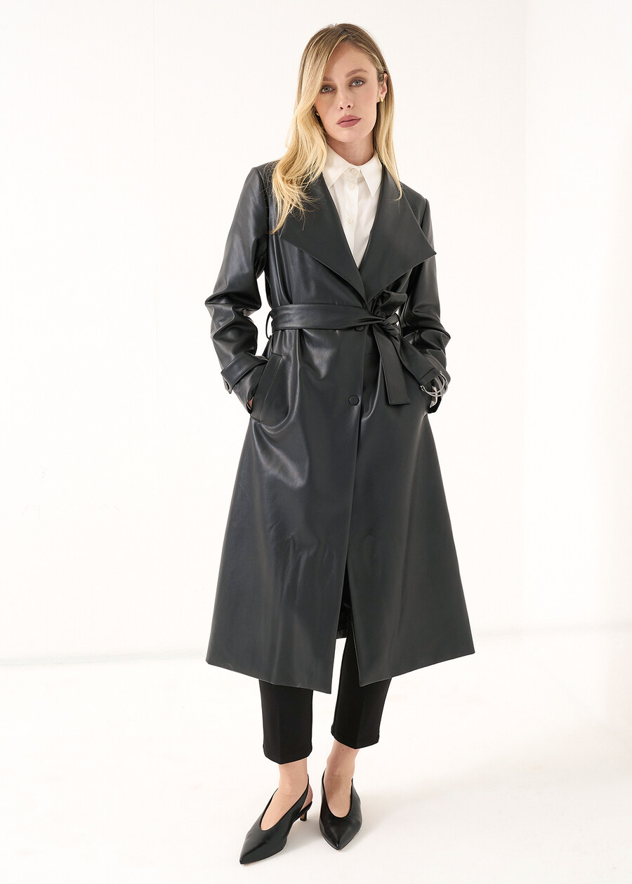 Timoty faux-leather trench coat NERO Woman , image number 1