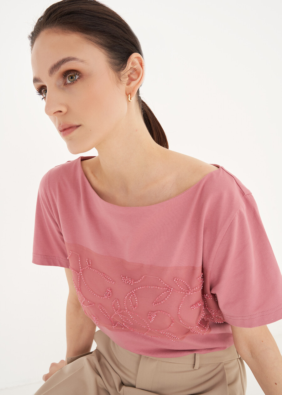 Sunset t-shirt with embroidery MARRONE JAVAROSA QUARZO Woman , image number 2