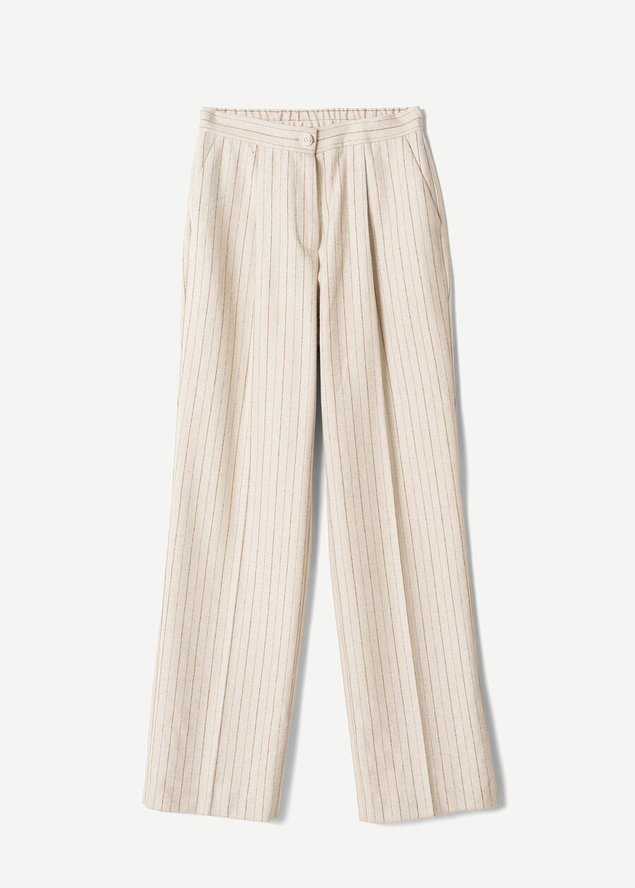 Paris pleated wide-leg trousers BEIGE ECRU Woman , image number 7