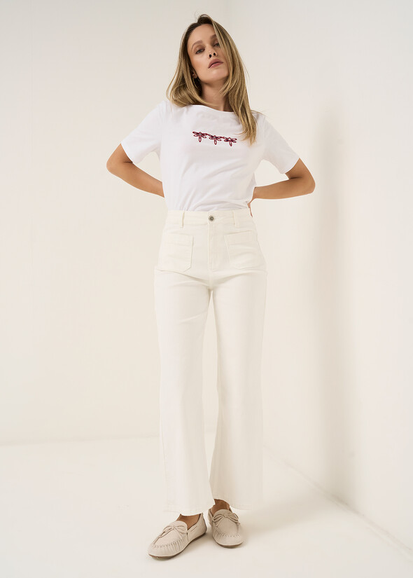 Daffy color denim wide leg trousers BIANCO WHITE Woman null