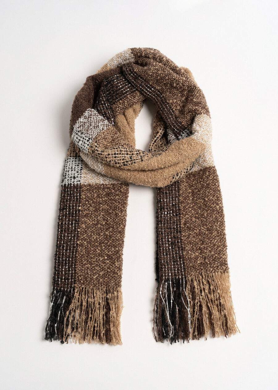 Sciarpa Sonya macro check bouclé MARRONE CAFFEROCHF Donna , immagine n. 1