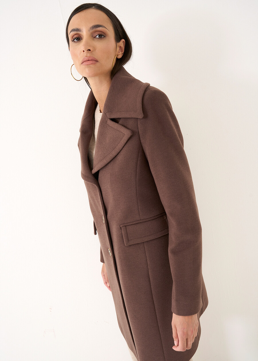 Chris single-breasted diagonal wool-blend coat BEIGE LATTEMARRONE Woman , image number 3
