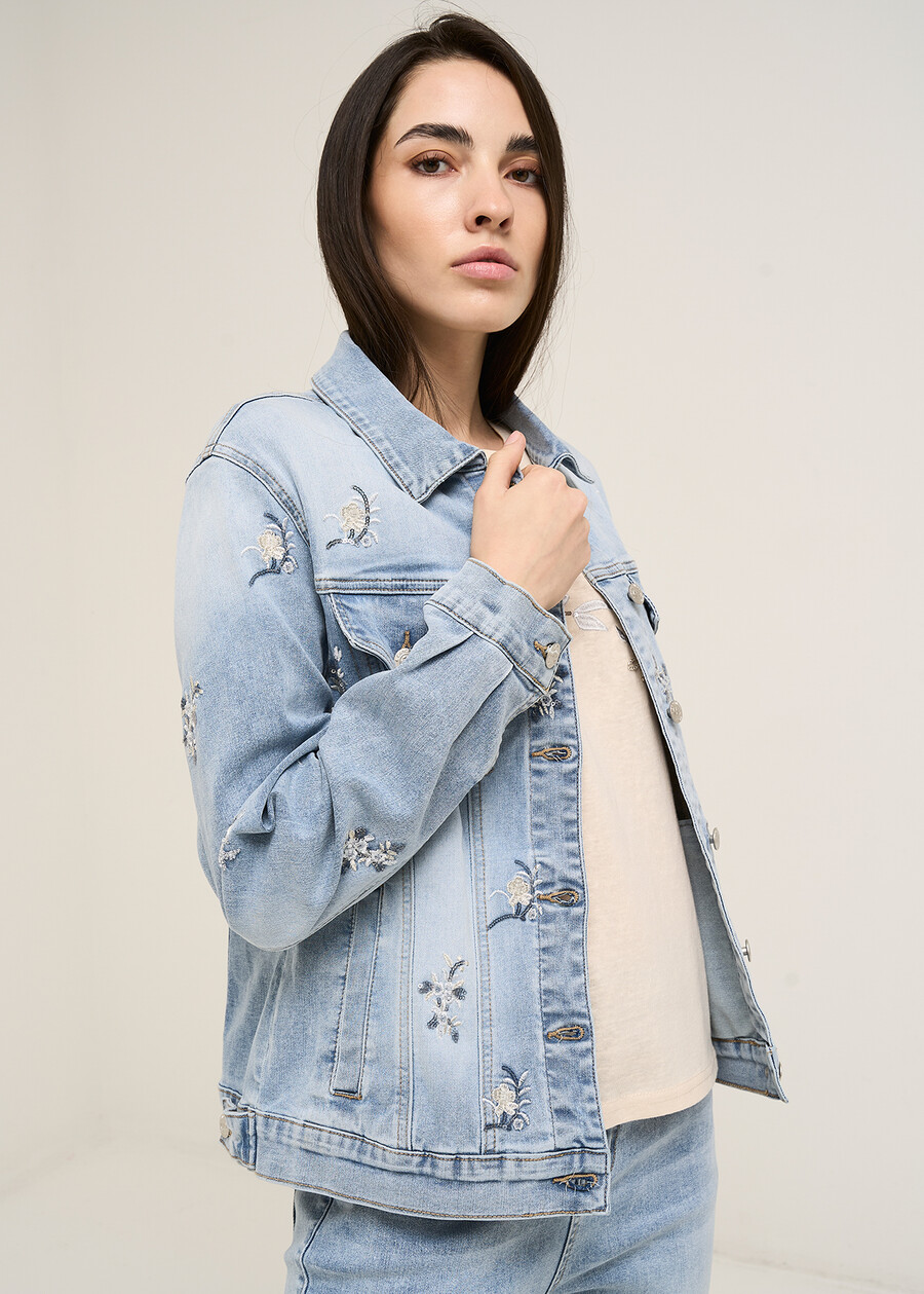 Giubbino Grey applicazioni DENIM MEDIUM DENIM Donna , immagine n. 2