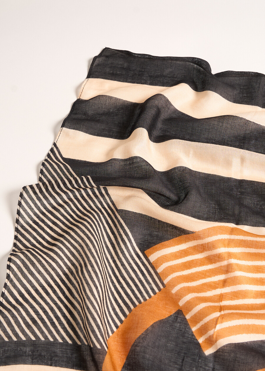 Sciarpa Suemi in viscosa BLU MIDNIGHTNERO BLACK Donna , immagine n. 3