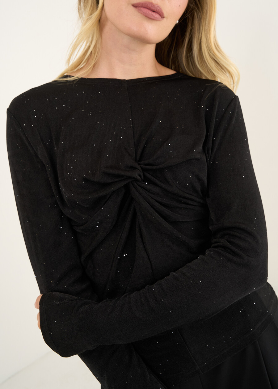 T-shirt Soraya aderente in lurex NERO Donna , immagine n. 3