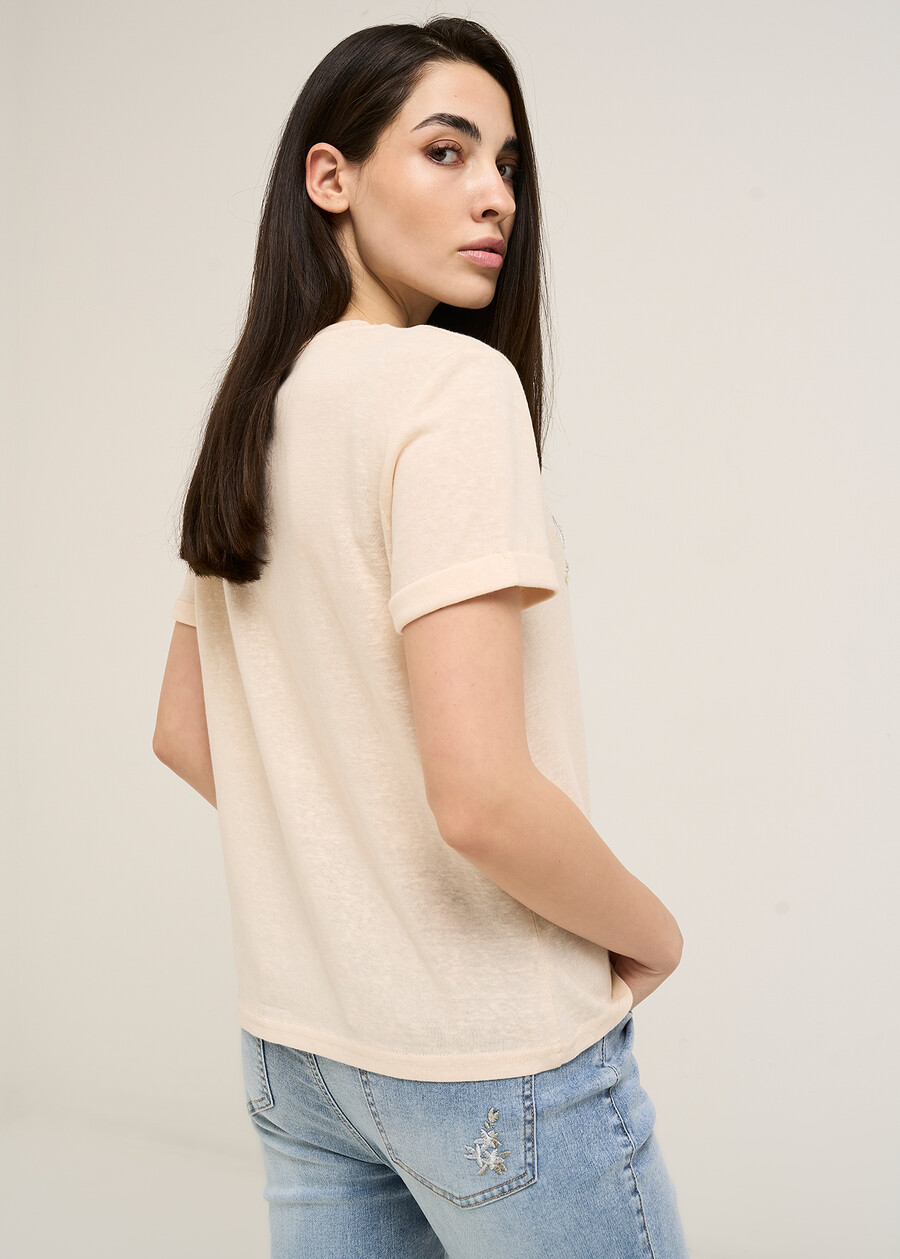 T-shirt Soleil ricami e paillettes ROSA Donna , immagine n. 3