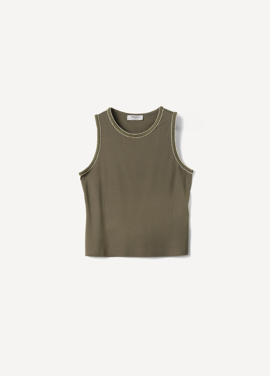 Top Tecla Con Strass Cristallo VERDE ALGABIANCO BURRO Donna , immagine n. 4