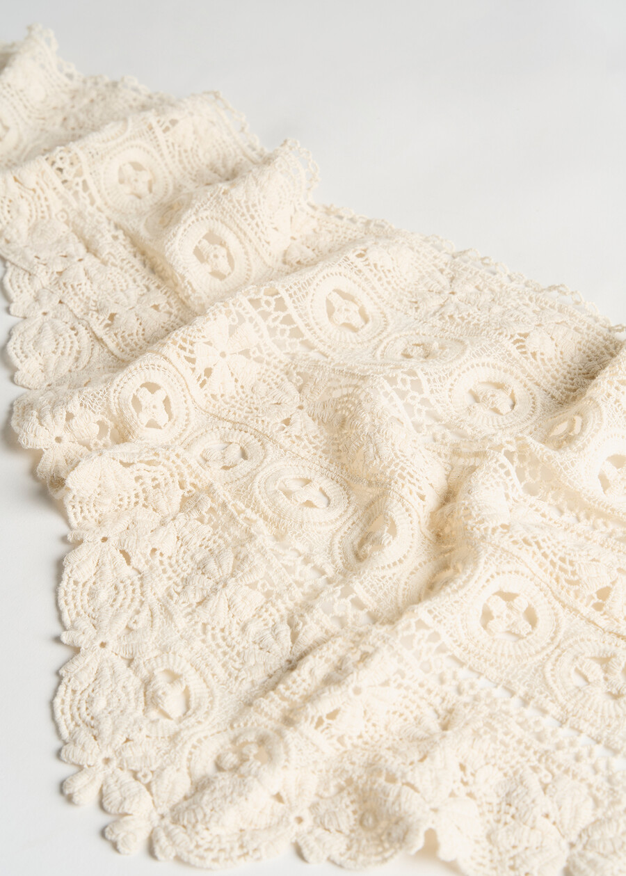 Stefania cotton crochet foulard BEIGE LIGHT BEIGE Woman , image number 2